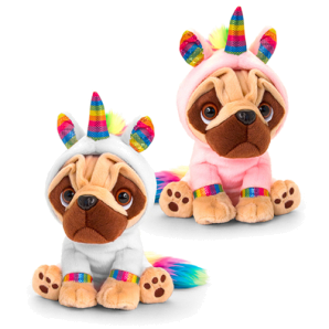 14cm Pugsley in Unicorn Onesie 2 Asstd