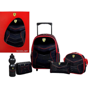 Ferrari school trolley bag black and red