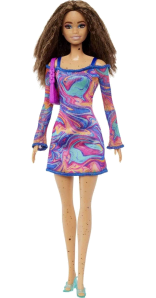 Barbie fashionistas with rainbow marble dress doll