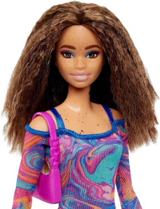 Barbie fashionistas with rainbow marble dress doll