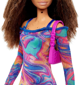 Barbie fashionistas with rainbow marble dress doll