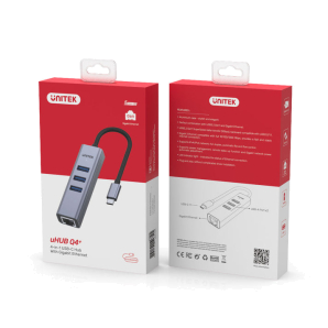 Unitek Uhub Q4+ 4-In-1 Usb-C Ethernet Hub