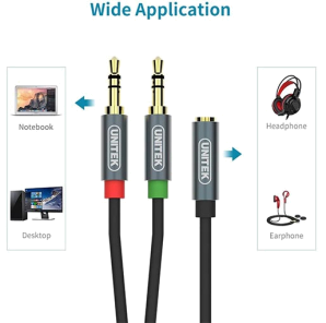 Unitek 3.5Mm Aux Audio Cable-Male To 2Xfemale