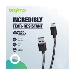 Oraimo Dura Line 3, Tear-Resistant, Type-C To Type-C Data Cable, Ocd-C32 - Black